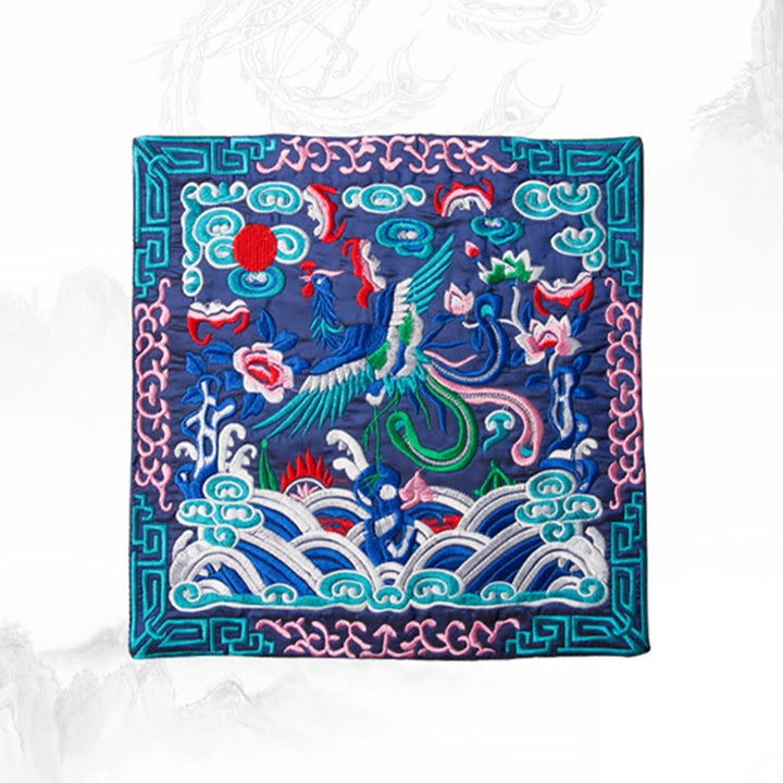 Buddha Stones Feniks Smok Kirin Haft Podkładka Pod Kubek Pod Kubek Herbaty Kung Fu Podkładka Pod Kubek Herbaty