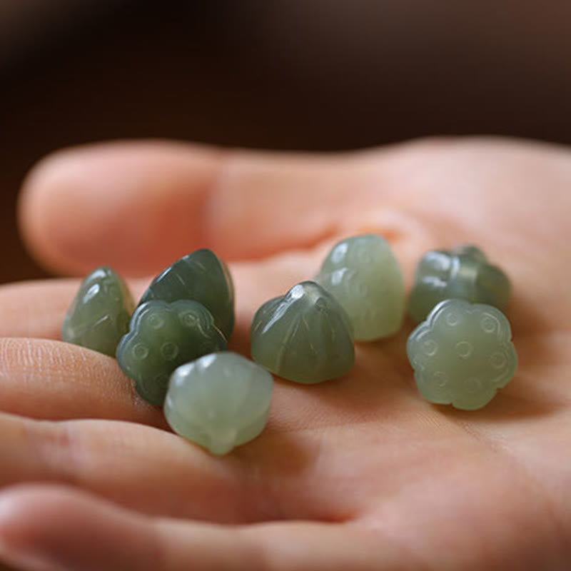 Buddha Stones Naturalny Okrągły Jadeit Klamra Pokoju Lotos Obfitość Naszyjnik Wisiorek - image 9