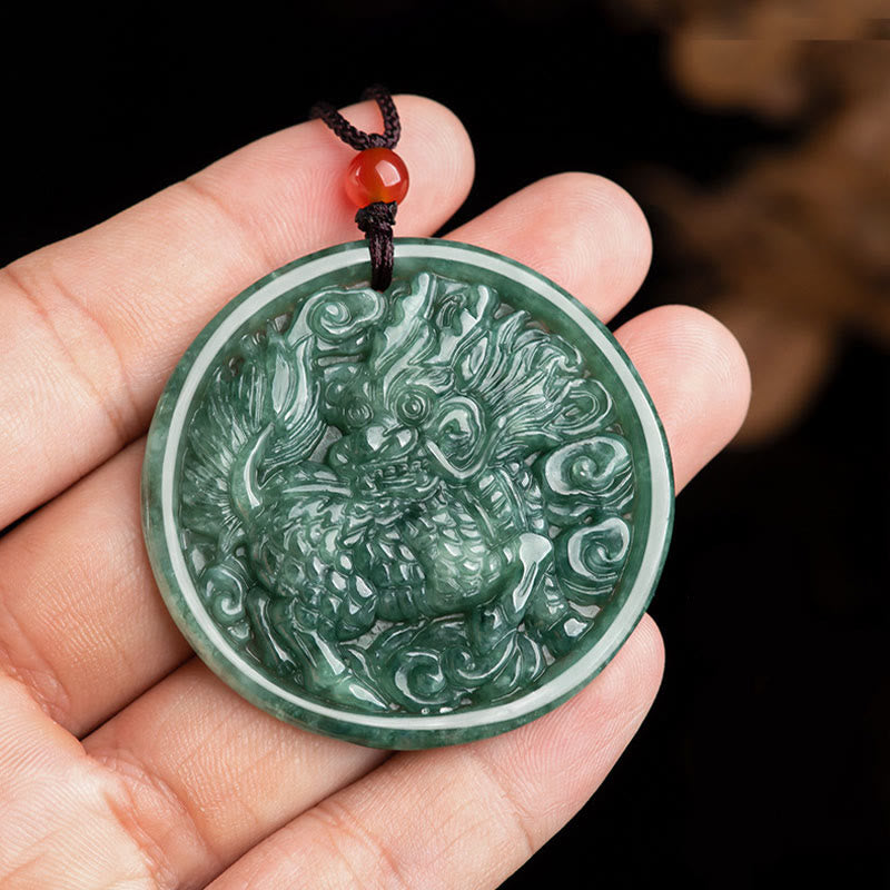Naszyjnik z naturalnym jadeitem Kirin Abundance z Buddha Stones