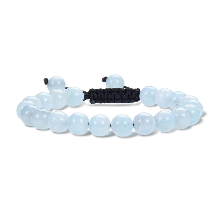 Buddha Stones Naturalna moc uzdrawiania Kamień szlachetny Kryształowe koraliki Unisex Regulowana bransoletka makrama - Akwamaryn - image 7