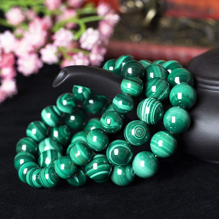 Bransoletka ochronna i uspokajająca z naturalnego malachitu z Buddha Stones
