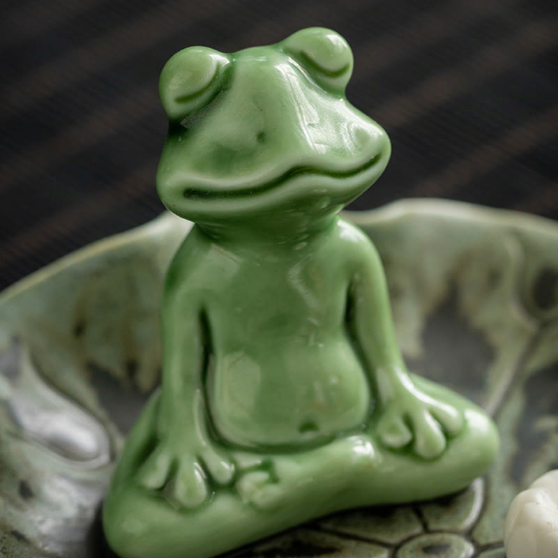 Buddha Stones Liść Medytacja Żaba Wzór Uzdrawiający Ceramiczny Kadzielnica Dekoracja