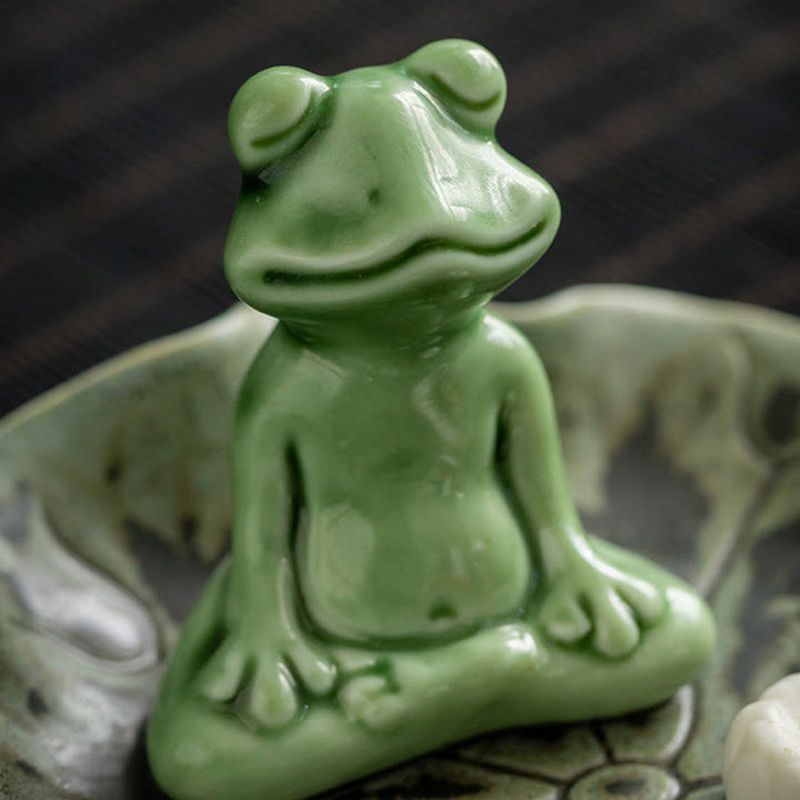 Buddha Stones Liść Medytacja Żaba Wzór Uzdrawiający Ceramiczny Kadzielnica Dekoracja