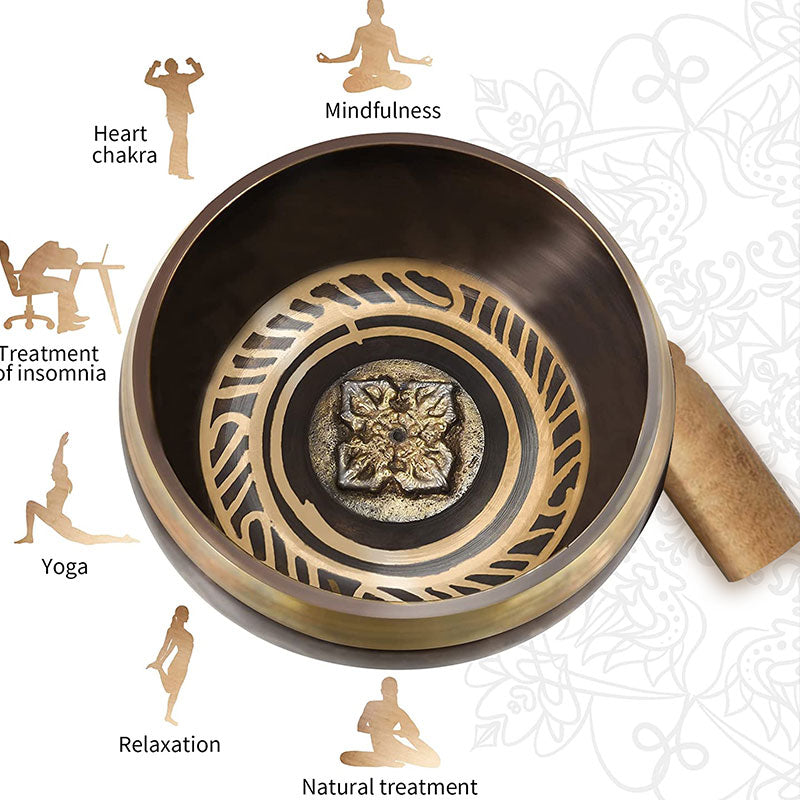 Buddha Stones Tybetańska miska medytacyjna do uzdrawiania i uważności Om Mani Padme Hum Singing Bowl