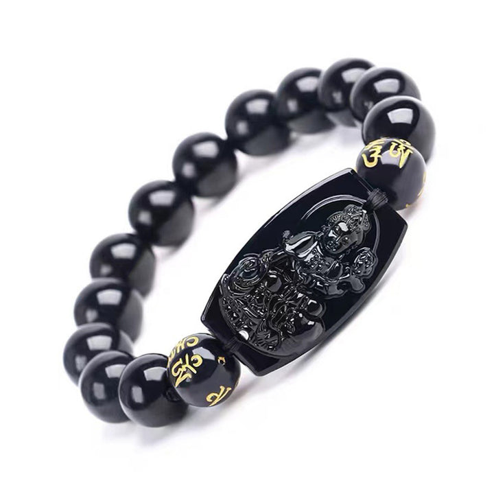 Bransoletka ochronna z obsydianu zodiaku Buddha Stones - Smok i wąż-10mm - image 3