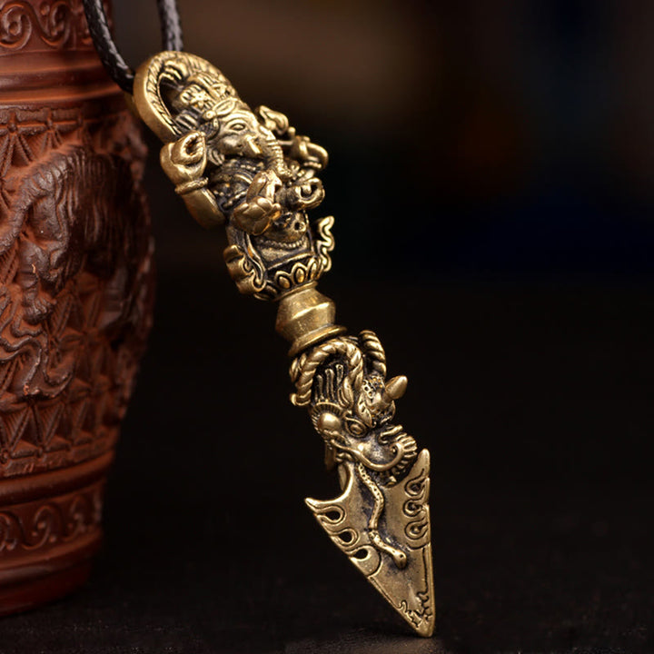 Tybetański Ganesh Ganpati Słoń Bóg Bogactwa Dorje Vajra Duchowa Moc Naszyjnik Wisiorek - image 17