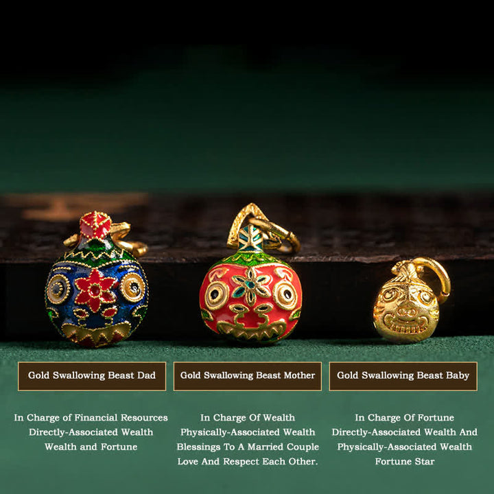 Buddha Stones Złote Połykanie Bestii Rodzina Szczęście Reinkarnacja Węzeł Kolorowa Bransoletka Sznurkowa