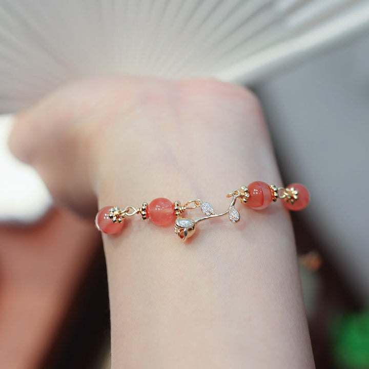 Bransoletka z naturalnego czerwonego agatu Buddha Stones Rose Confidence Calm Chain