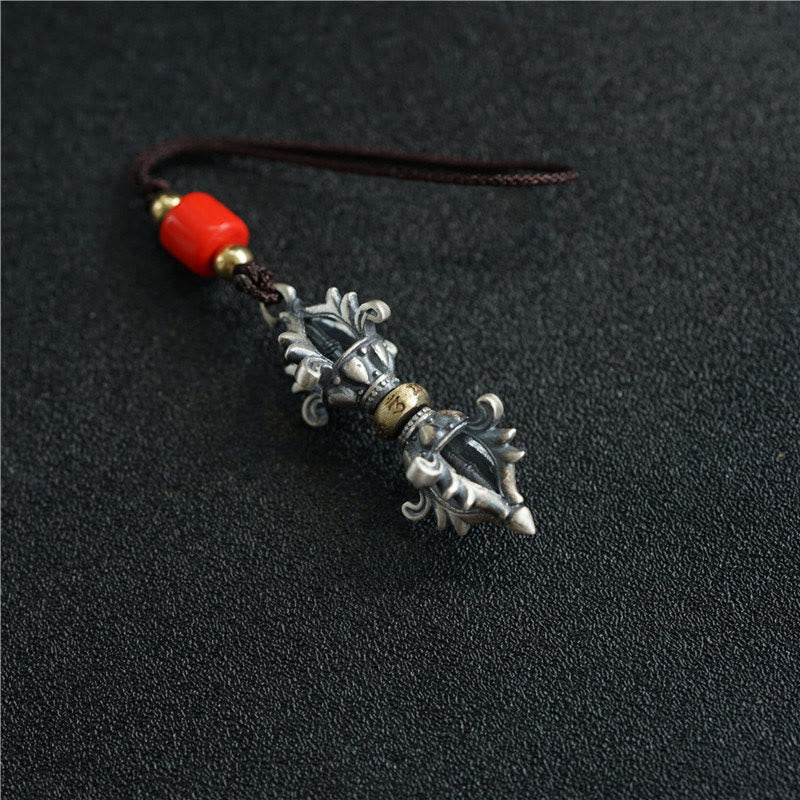 Buddha Stones 925 Srebro Sterlingowe Om Mani Padme Hum Dorje Vajra Grawerowana Siła Wisiorek Dekoracja Wisząca