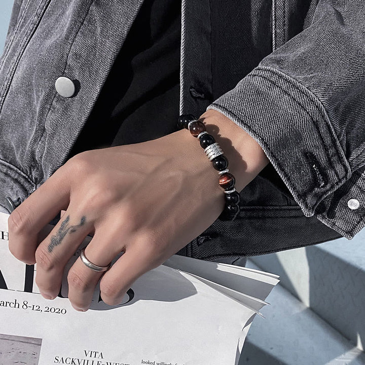 Bransoletka Buddha Stones Natural Black Obsidian Tiger Eye Strength Fulfillment - image 12