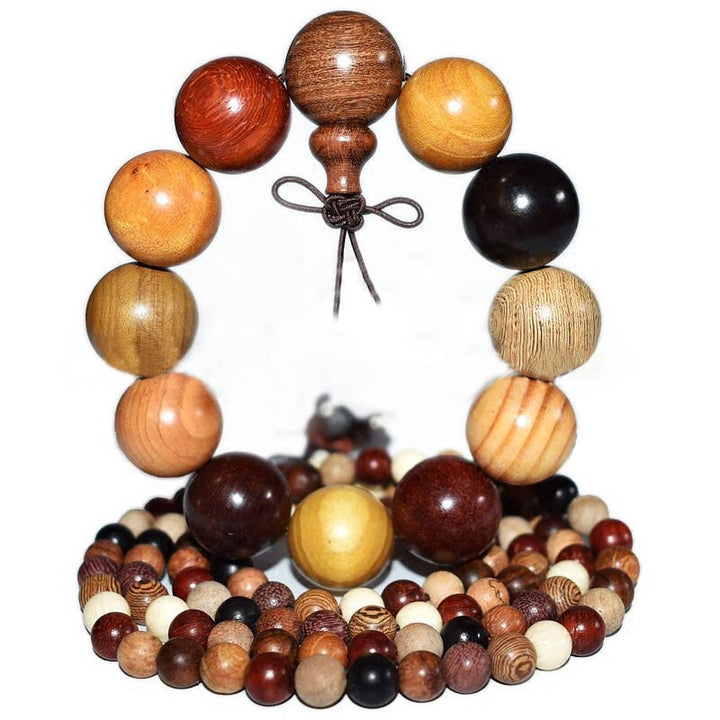 Buddha Stones 108 Koralików Wenge Drewno Mala Błogosławieństwo Medytacja Bransoletka