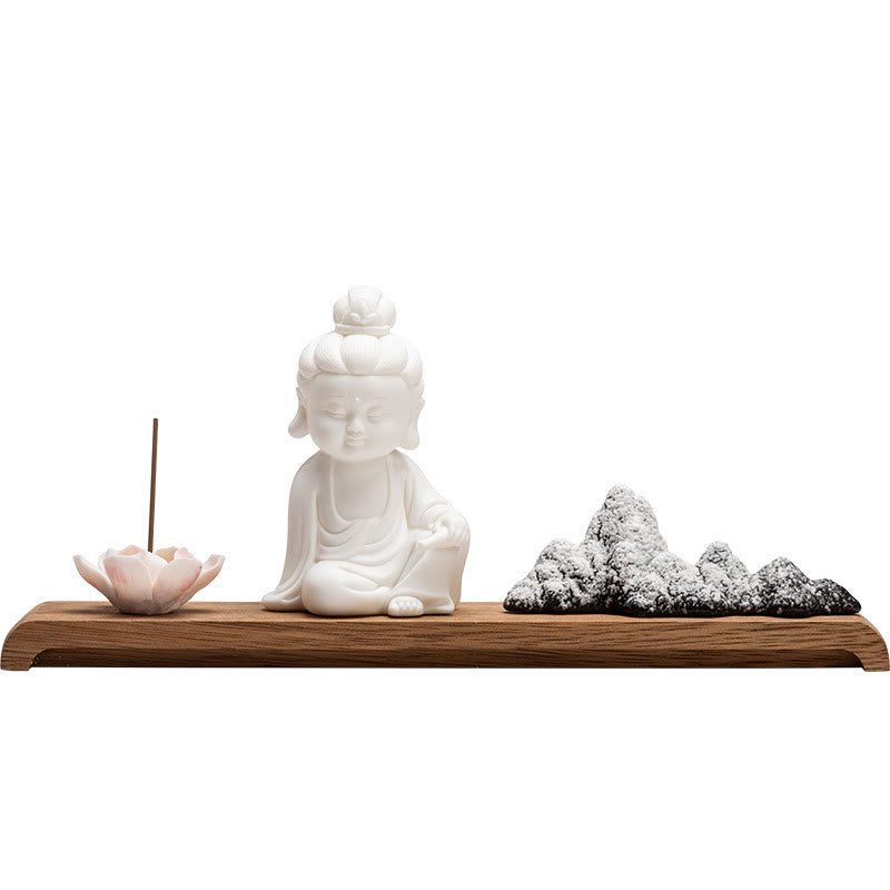 Buddha Stones Kwiat Lotosu Tathagata Kwan Yin Avalokitesvara Ksitigarbha Medytacja Ceramiczny Kadzidełko Dekoracja