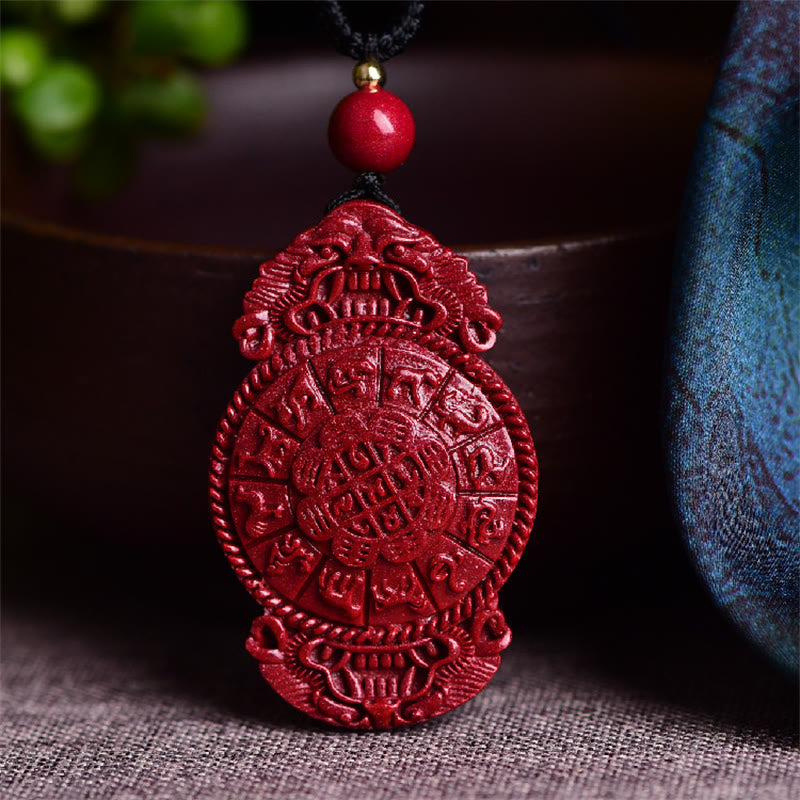 Buddha Stones Śmiejący się Budda Yin Yang Chiński Zodiak Tykwa Naturalny Cynober Błogosławieństwo Naszyjnik Wisiorek - Chiński Zodiak 37*23*10mm - image 15