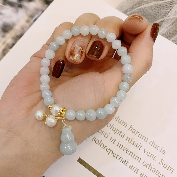 Bransoletka z Buddha Stones Naturalna Perła Jadeitu i Tykwy Dobrobyt Szczęście