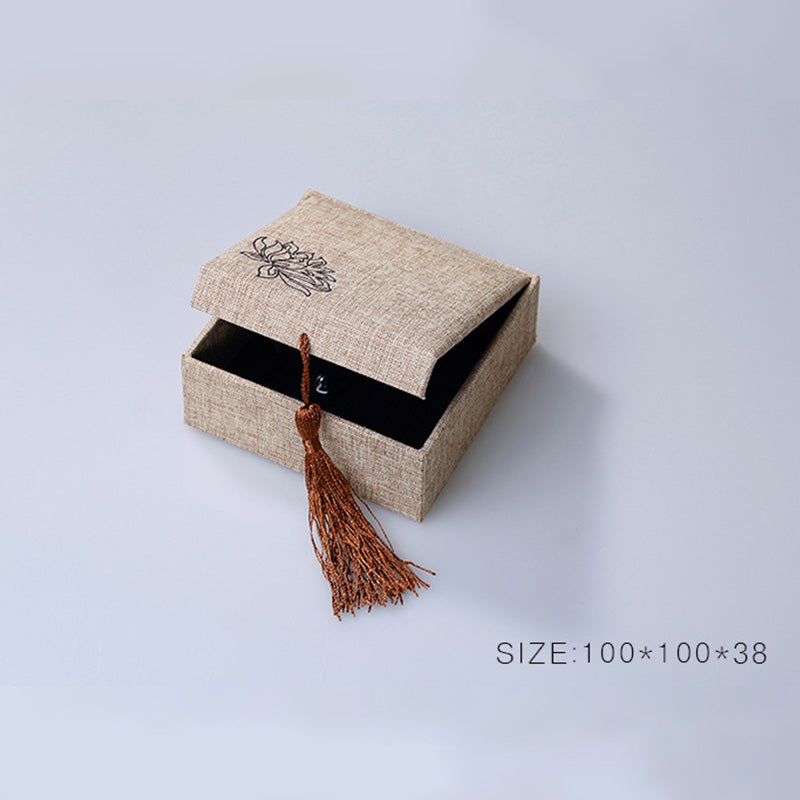Buddha Stones Wzór Lotosu Pudełko Do Przechowywania Biżuterii Pudełko Na Prezenty Frędzle