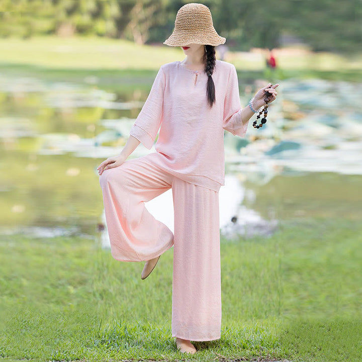 Tai Chi Medytacja Modlitwa Zen Duchowa Praktyka Poranek Odzież Zestaw Damski - image 23