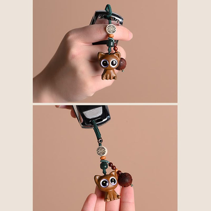 Buddha Stones Zielone Drzewo Sandałowe Szczęśliwy Kot Koi Ryba Kuracja Brelok Telefon Wiszący Dekoracja - image 26