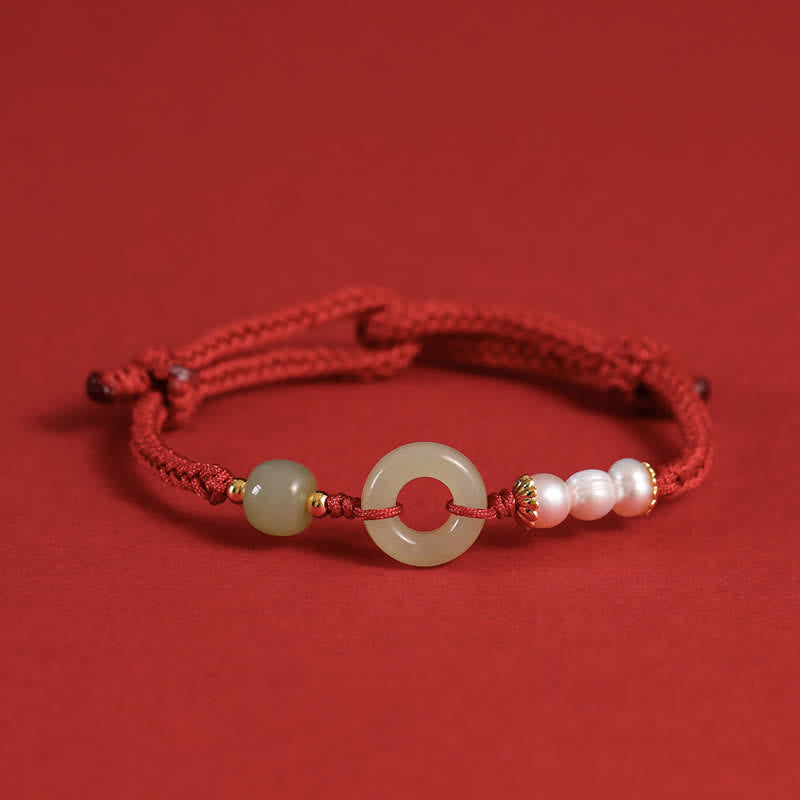 Bransoletka z naturalnych Buddha Stones Hetian Jade Pearl Peace Buckle Luck