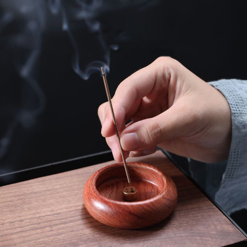 Buddha Stones Mini Drewno Hebanowe Palisander Medytacja Uzdrawiająca Kadzielnica Dekoracja - Palisander 6,6*2cm - image 6