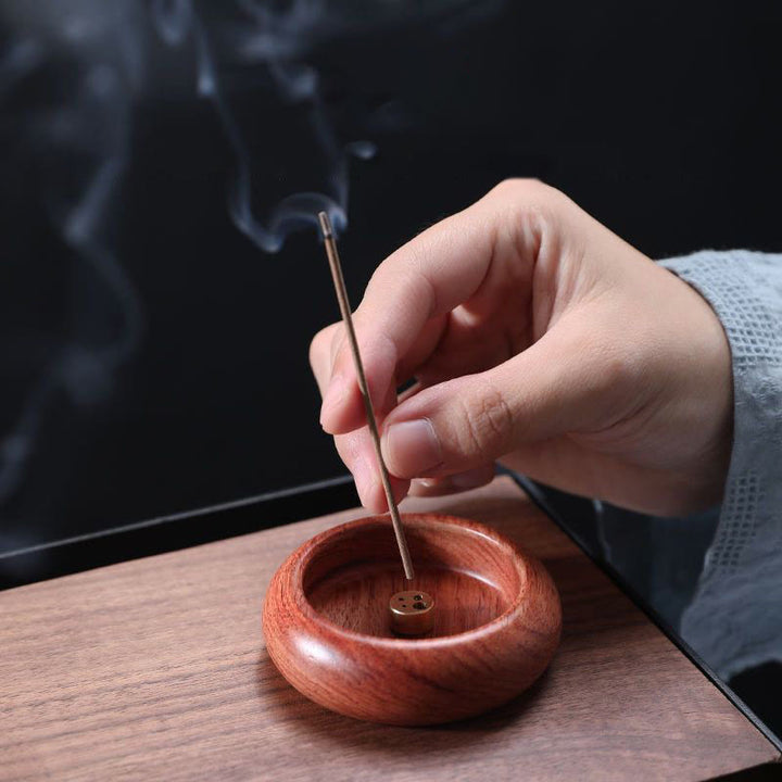 Buddha Stones Mini Drewno Hebanowe Palisander Medytacja Uzdrawiająca Kadzielnica Dekoracja - Palisander 6,6*2cm - image 6