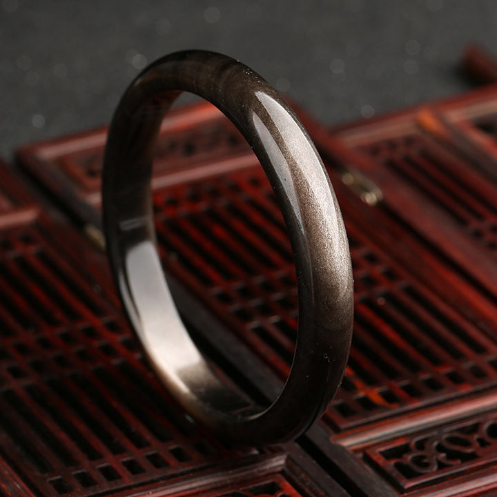 Buddha Stones Złoty połysk Obsydian Srebrny połysk Obsydian Ochrona Bransoletka Bangle