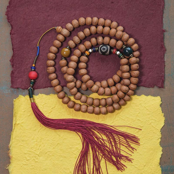 Buddha Stones 108 Mala Koraliki Bodhi Nasiona Dzi Koraliki Bransoletka z frędzlami Pokoju