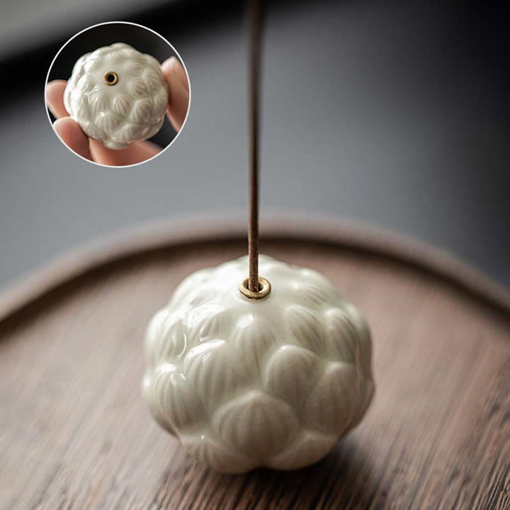 Buddha Stones Miniaturowy Kwiat Lotosu Medytacja Ceramiczny Patyk Mały Kadzielnica Dekoracja
