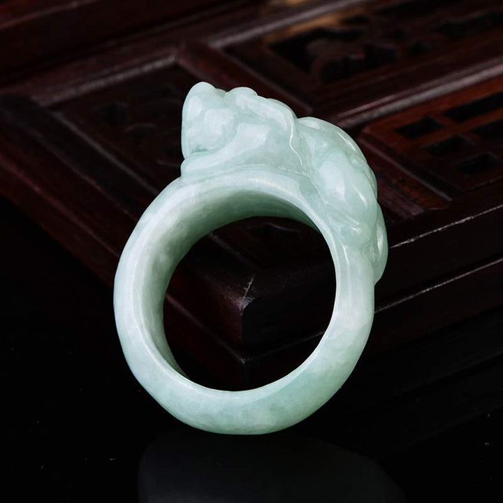 Pierścień szczęścia Fengshui bogactwo Jadeit PiXiu