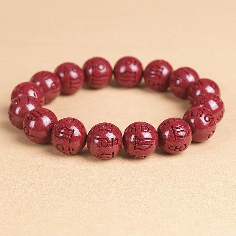 Buddha Stones Naturalne Podwójne PiXiu Cinnabar Om Mani Padme Hum Bogactwo Szczęście Koralikowa Bransoletka