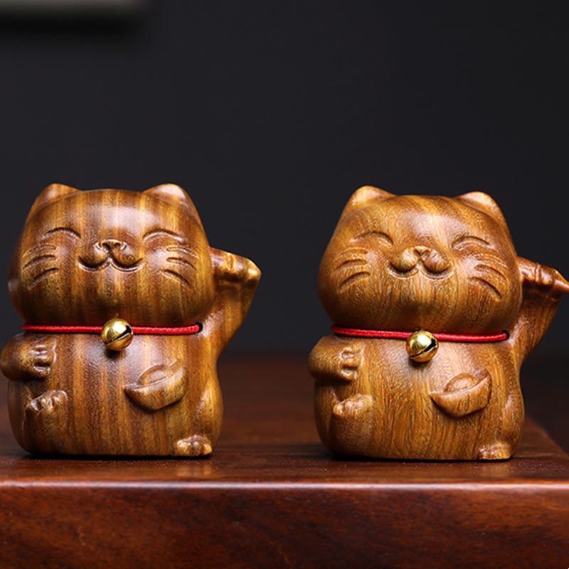Buddha Stones Drzewo Sandałowe Małe Mini Słodkie Szczęśliwe Koty Dekoracje Pokoju - image 5