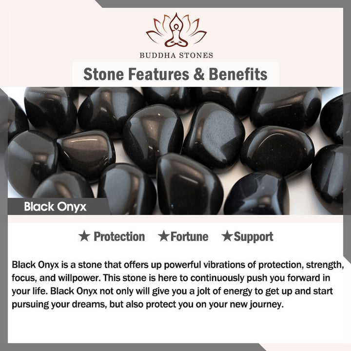 Bransoletka skórzana z Buddha Stones Natural Lava Rock Black Onyx Bead