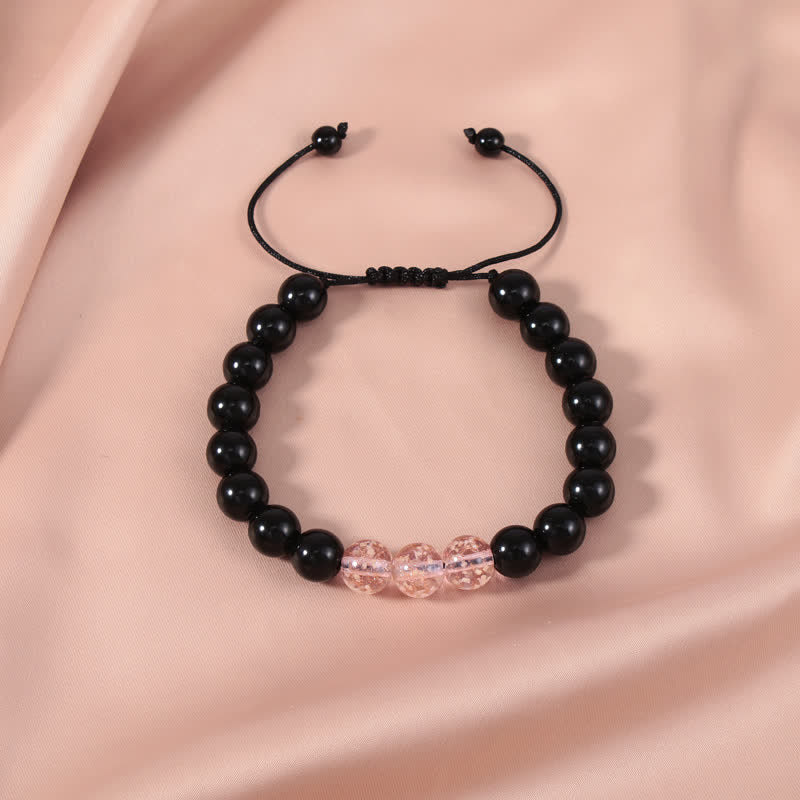 Bransoletka Buddha Stones Black Obsidian Luminous Glowstone Strength