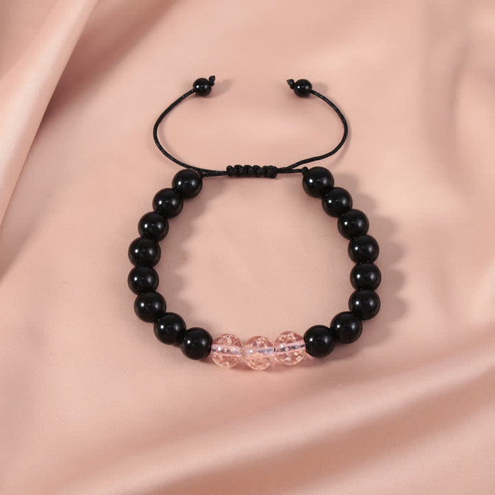 Bransoletka Buddha Stones Black Obsidian Luminous Glowstone Strength