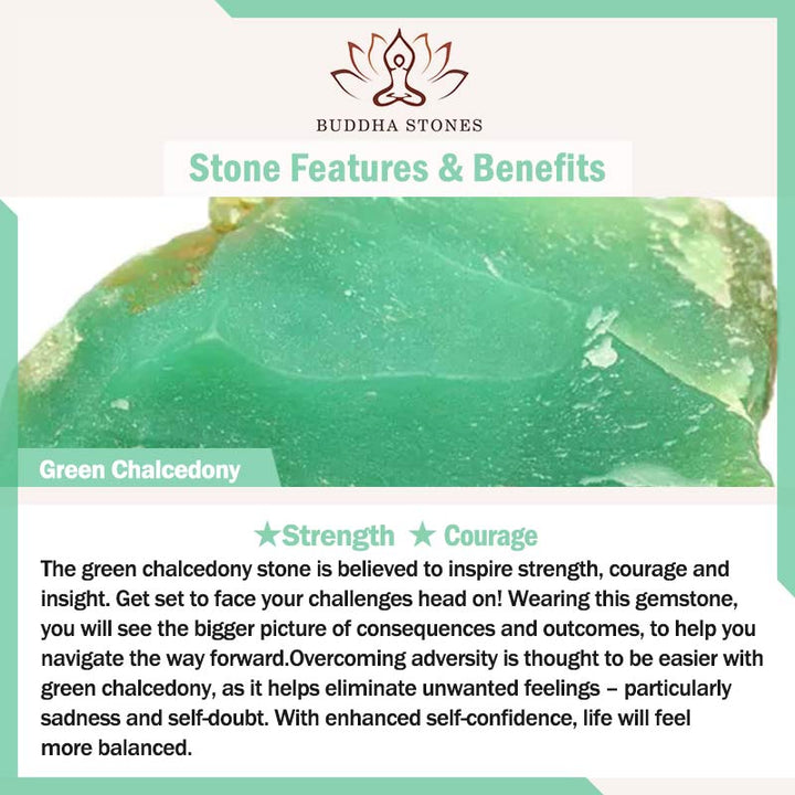 Bransoletka Buddha Stones 14k Gold Plated Green Chalcedon Maple Leaf Courage Strength