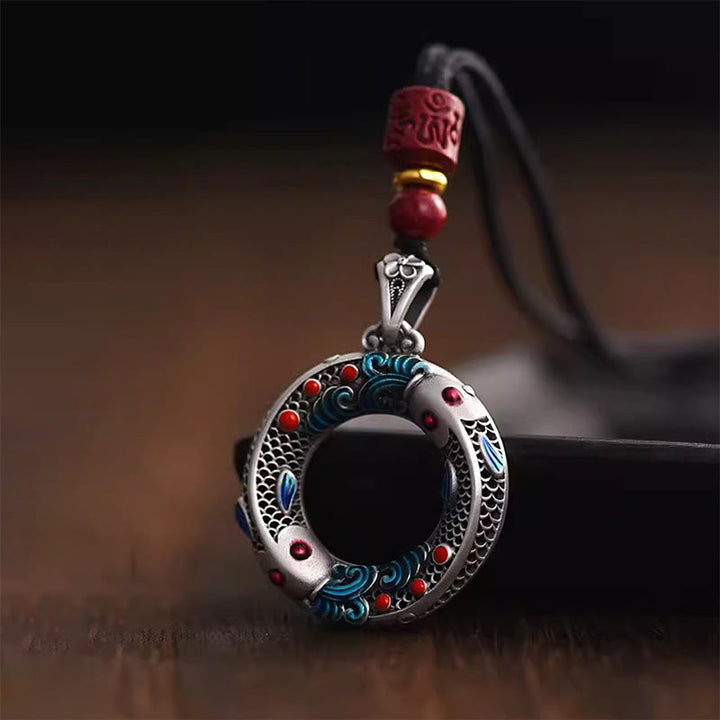 Buddha Stones Koi Ryba Pokój Klamra Miedź Bogactwo Szczęście Naszyjnik Wisiorek