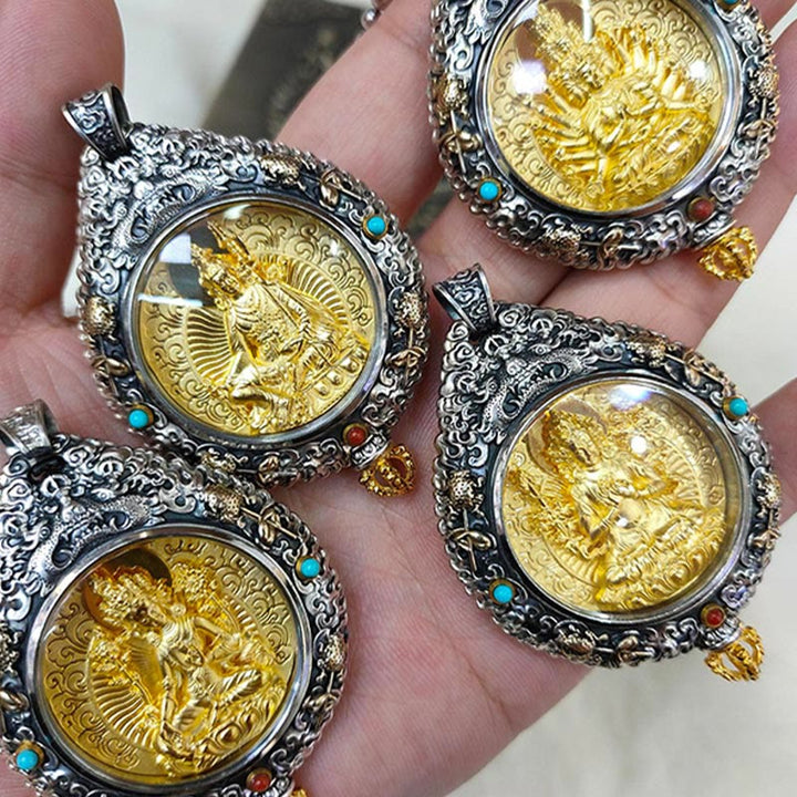 Buddha Stones Chiński Zodiak Natal Budda Thangka Dziewięć Pałaców Osiem Diagramów Bogactwo Obrotowy Naszyjnik Wisiorek - image 15