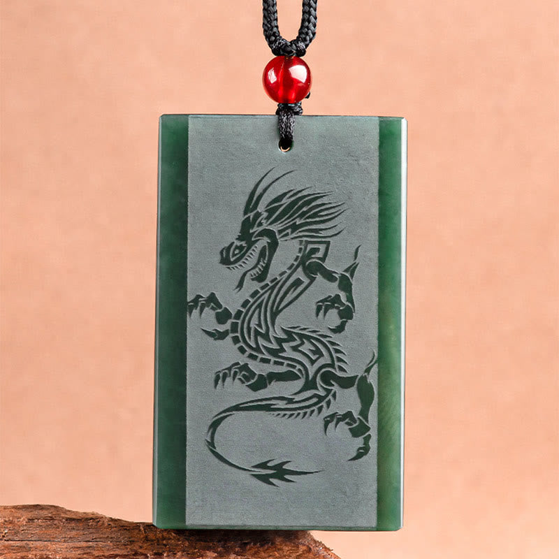 Buddha Stones Hetian Cyan Jade Dragon Grawerowany Naszyjnik Sukces Wisiorek - image 5