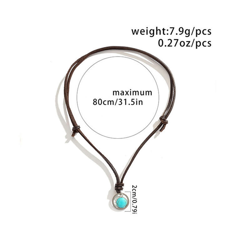 Buddha Stones Okrągły Turkusowy Kamień Ochrona Siła Naszyjnik Wisiorek - image 11