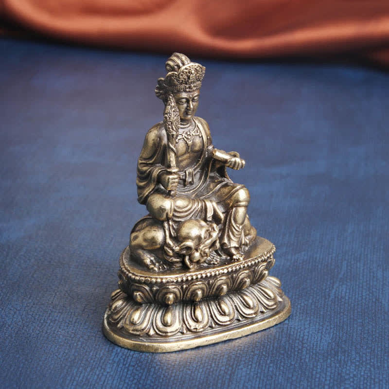 Buddha Stones Mandziusri Bodhisattwa Spokój Miedziana Statuetka Dekoracja - image 1