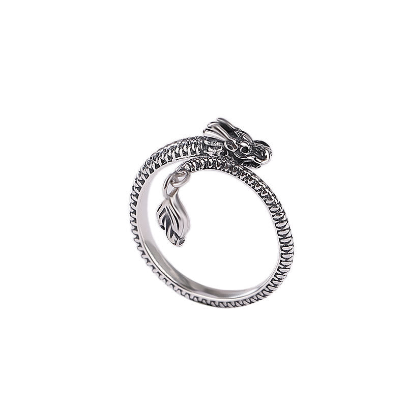 Buddha Stones 925 Srebro Sterling Vintage Rok Smoka Szczęście Ochrona Siła Regulowany Pierścień