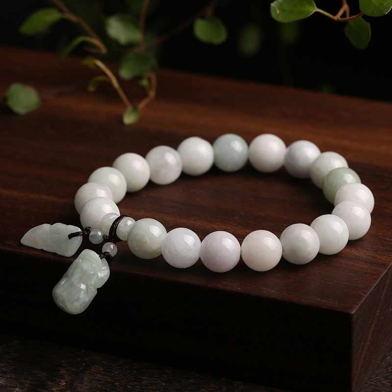 Buddha Stones Naturalny Jadeit Pi Xiu Budda Tykwa Jabłko Bransoletka Sukcesu
