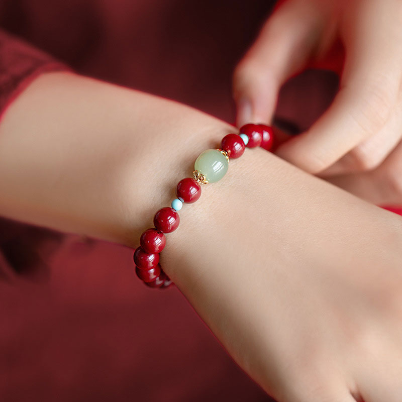 Bransoletka z Buddha Stones Cinnabar Green Aventurine Fortune Luck
