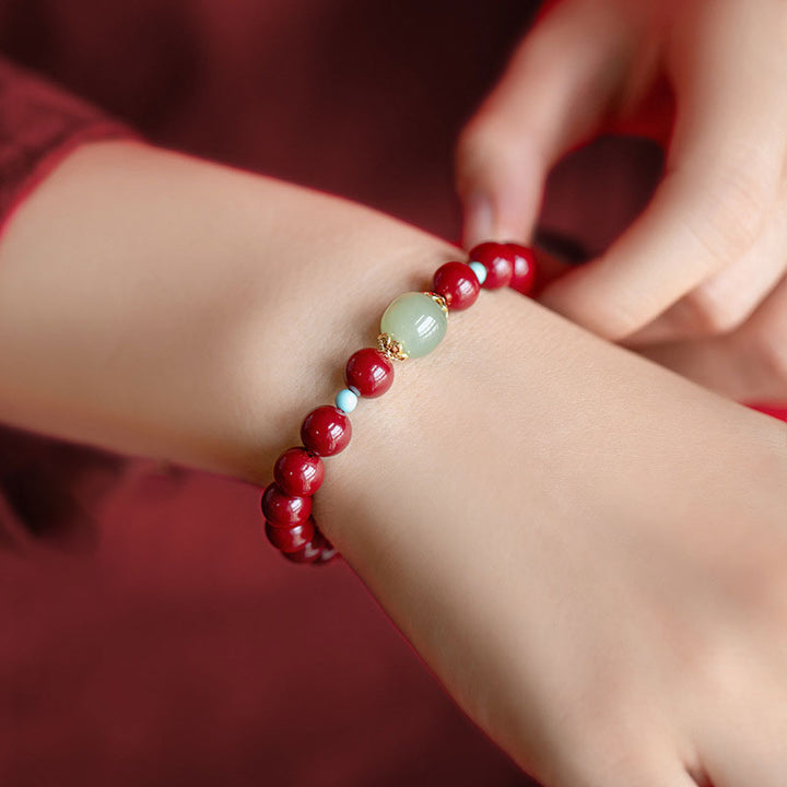 Bransoletka z Buddha Stones Cinnabar Green Aventurine Fortune Luck