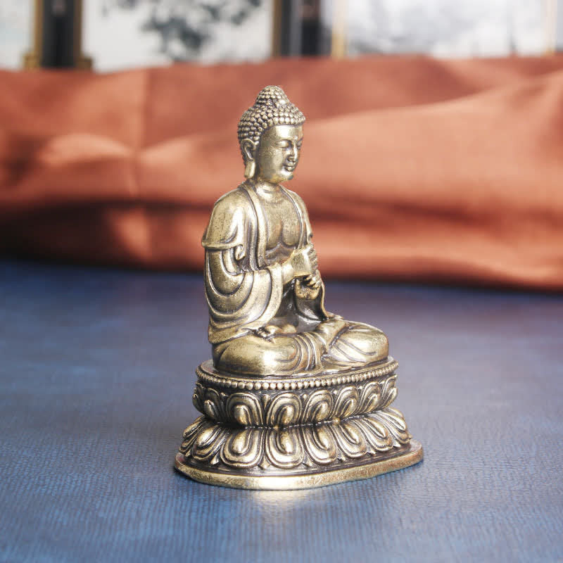 Tathagata Buddha Spokój Miedziana Statuetka Dekoracja - image 1