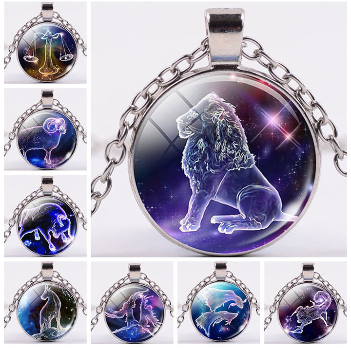 12 konstelacji zodiaku Księżyc Gwiaździste niebo Ochrona Błogosławieństwo Naszyjnik Wisiorek