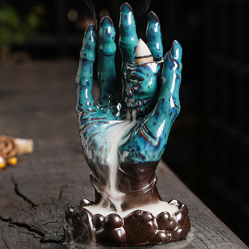 Buddha Stones Halloween Duch Ręka Czaszka Głowa Ceramiczny Pokój Uzdrawiający Kadzidło Palnik Dekoracja