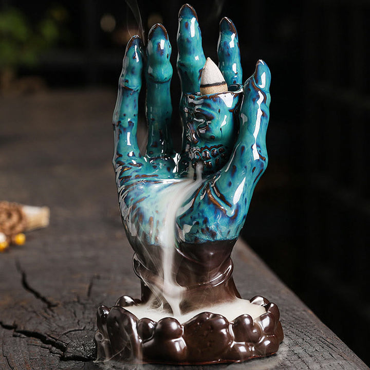Buddha Stones Halloween Duch Ręka Czaszka Głowa Ceramiczny Pokój Uzdrawiający Kadzidło Palnik Dekoracja