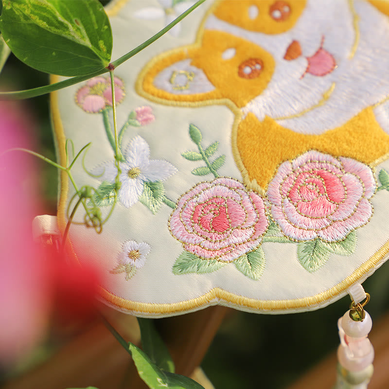 Haft Buddha Stones Szczęśliwa Panda Kot Shiba Inu Jeleń Królik Lis Kwiat Urocze Zwierzę Hanfu Torba Torebka Crossbody Torba Na Ramię