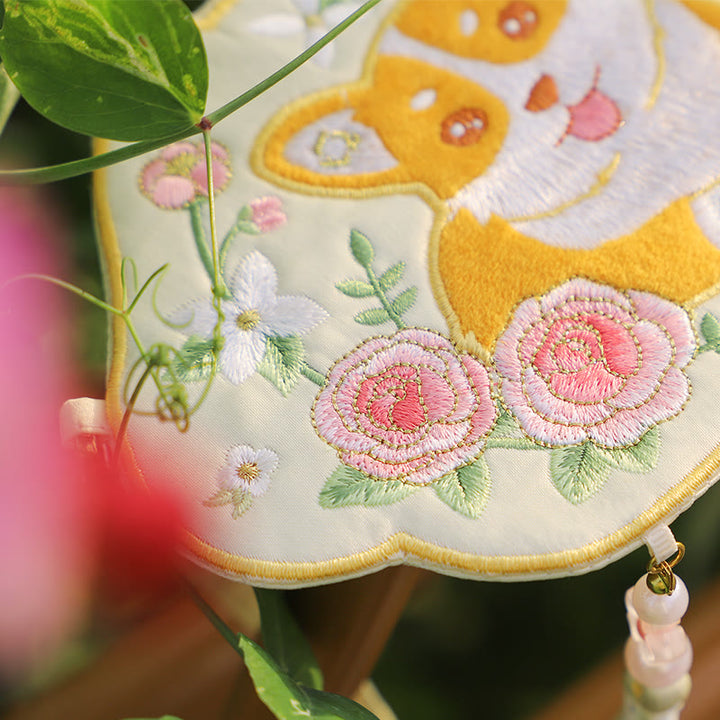 Haft Buddha Stones Szczęśliwa Panda Kot Shiba Inu Jeleń Królik Lis Kwiat Urocze Zwierzę Hanfu Torba Torebka Crossbody Torba Na Ramię