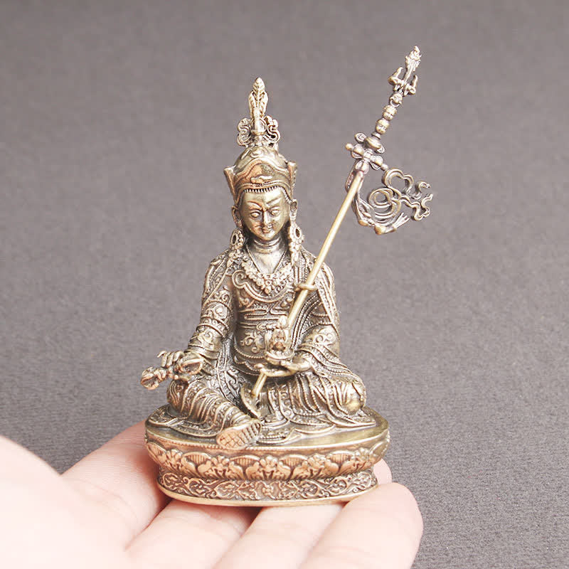 Padmasambhava Budda Figurka Spokój Miedziana Statuetka Dekoracja Świątynia Ornament - image 2